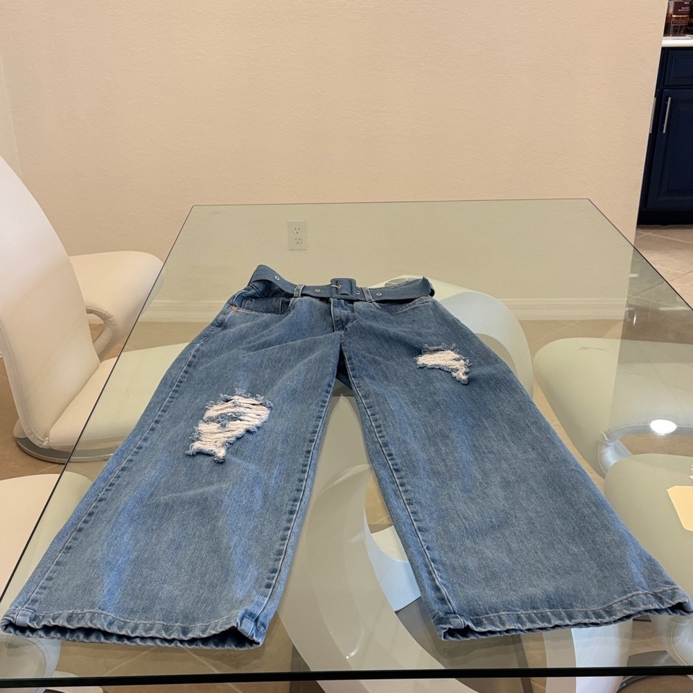 Classic Blue Distressed Women's Wild Jeans